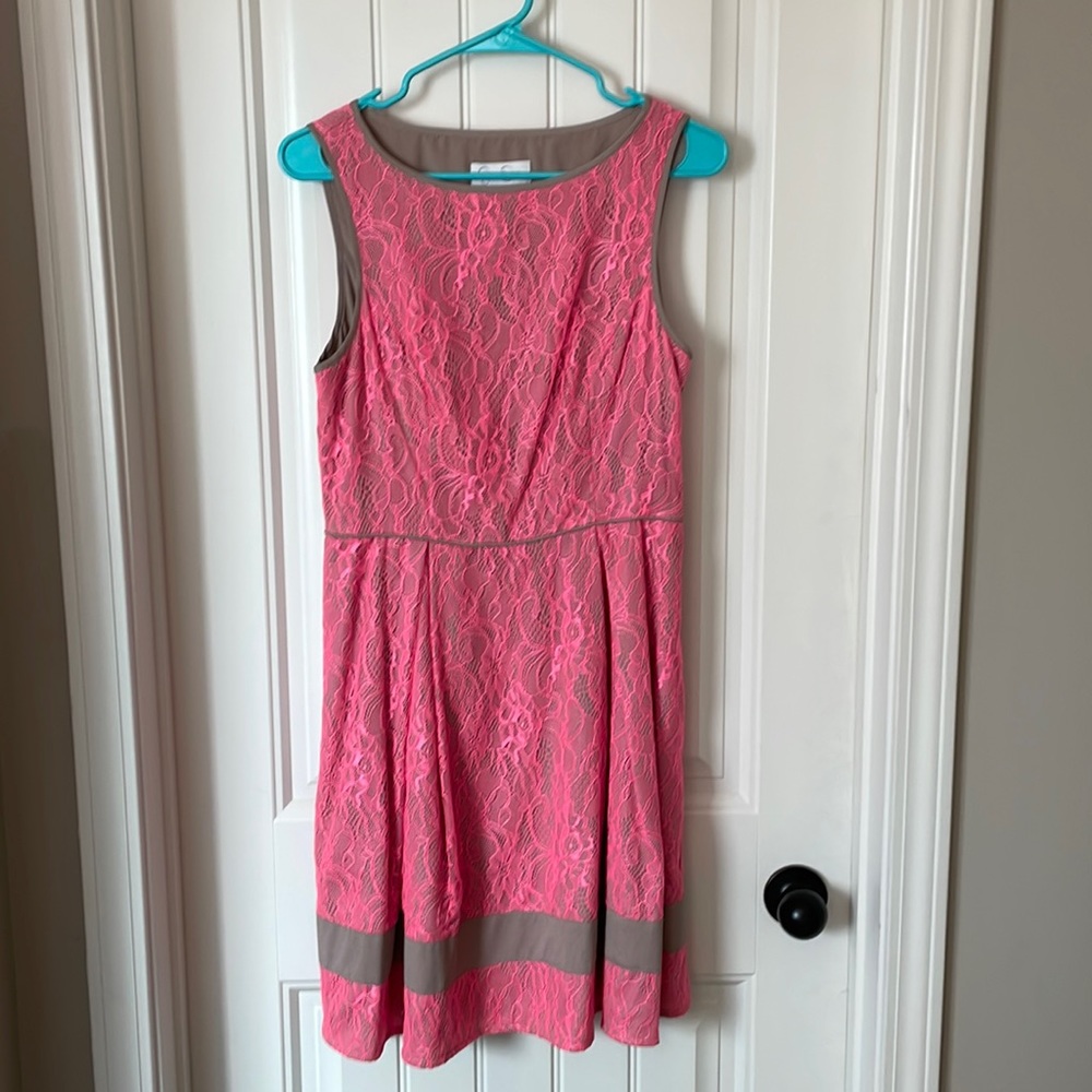 Jessica Simpson pink and grey dress